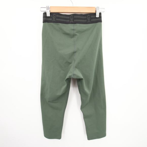 Good American Leggings Green Performance Capri Logo Waistband High Rise Size 2 - Picture 8 of 8